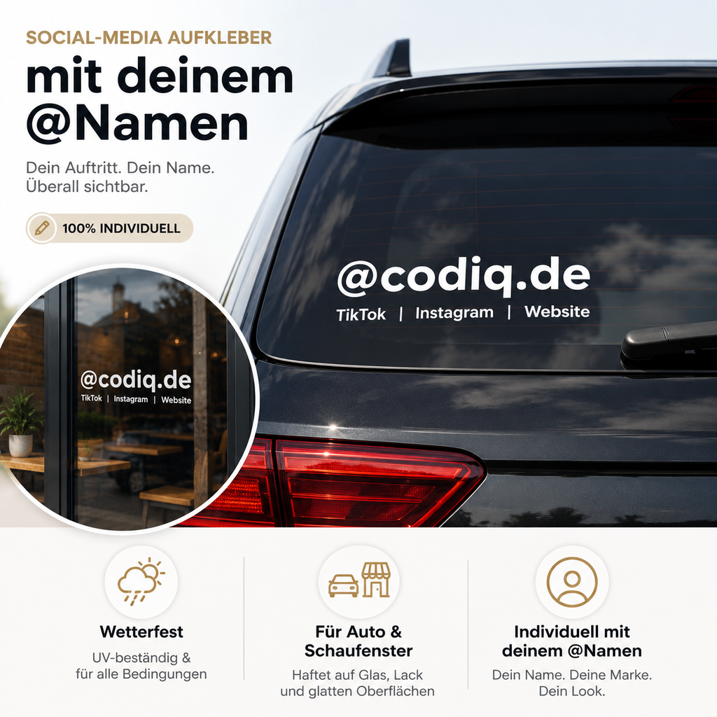 Social-Media Aufkleber mit deinem @Namen