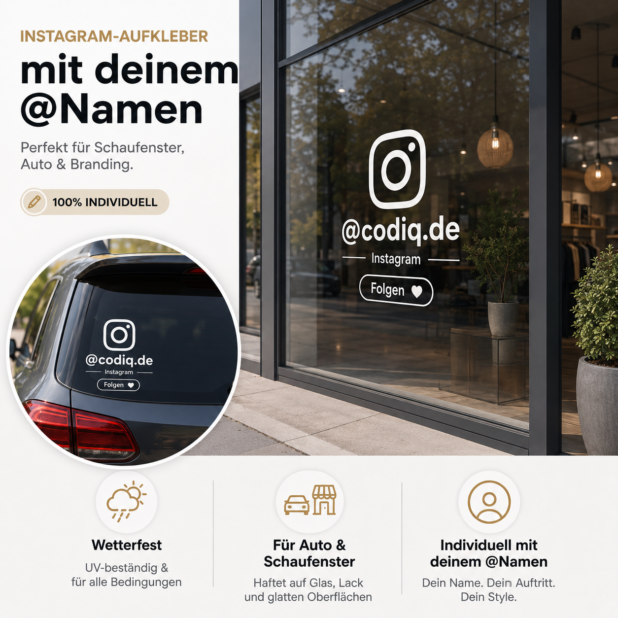 Social-Media Aufkleber mit deinem @Namen